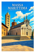 Poster Massa Marittima Stampa Manifesto Vintage Retro Illustrato
