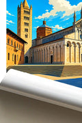 Poster Massa Marittima Stampa Manifesto Vintage Retro Illustrato