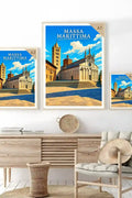 Poster Massa Marittima Stampa Manifesto Vintage Retro Illustrato