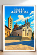 Poster Massa Marittima Stampa Manifesto Vintage Retro Illustrato