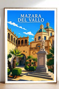 Poster Mazara del Vallo Stampa Manifesto Vintage Retro Illustrato