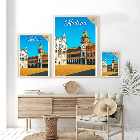 Poster vintage di Modena - illustrazione retrò, Emilia-Romagna, Italia