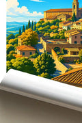 Poster Montalcino Stampa Manifesto Vintage Retro Illustrato