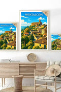 Poster Montalcino Stampa Manifesto Vintage Retro Illustrato