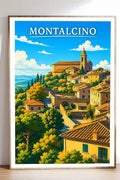 Poster Montalcino Stampa Manifesto Vintage Retro Illustrato
