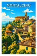 Poster Montalcino Stampa Manifesto Vintage Retro Illustrato