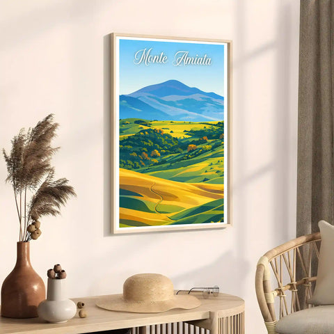Poster Monte Amiata Stampa Manifesto Vintage Retro Illustrato
