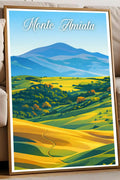 Poster Monte Amiata Stampa Manifesto Vintage Retro Illustrato