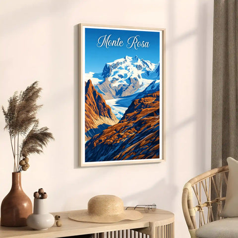 Poster Monte Rosa Stampa Manifesto Vintage Retro Illustrato