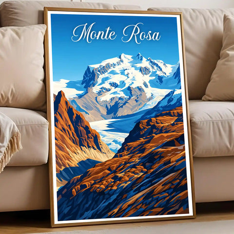Poster Monte Rosa Stampa Manifesto Vintage Retro Illustrato