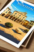 Poster Montefalco Stampa Manifesto Vintage Retro Illustrato