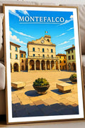 Poster Montefalco Stampa Manifesto Vintage Retro Illustrato