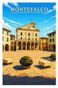 Poster Montefalco Stampa Manifesto Vintage Retro Illustrato