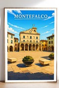 Poster Montefalco Stampa Manifesto Vintage Retro Illustrato
