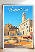 Poster Montepulciano Stampa Manifesto Vintage Retro Illustrato
