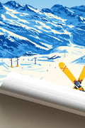 Poster Monterosa Ski Stampa Vintage Retro Illustration