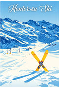 Poster Monterosa Ski Stampa Vintage Retro Illustration