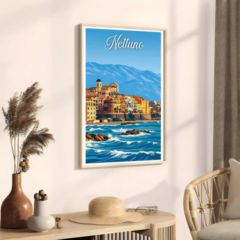 Poster Nettuno Stampa Manifesto Vintage Retro Illustrato