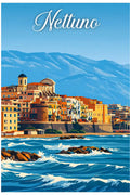 Poster Nettuno Stampa Manifesto Vintage Retro Illustrato