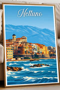 Poster Nettuno Stampa Manifesto Vintage Retro Illustrato