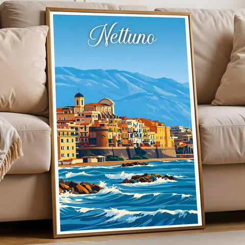 Poster Nettuno Stampa Manifesto Vintage Retro Illustrato