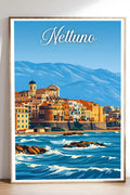Poster Nettuno Stampa Manifesto Vintage Retro Illustrato