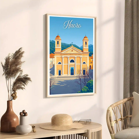 Poster Nuoro Stampa Manifesto Vintage Retro Illustrato