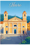Poster Nuoro Stampa Manifesto Vintage Retro Illustrato