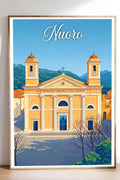 Poster Nuoro Stampa Manifesto Vintage Retro Illustrato