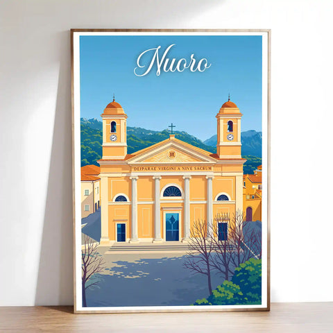 Poster Nuoro Stampa Manifesto Vintage Retro Illustrato