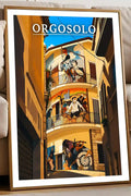 Poster Orgosolo Stampa Manifesto Vintage Retro Illustrato