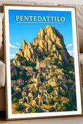 Poster Pentedattilo Stampa Manifesto Vintage Retro Illustrato