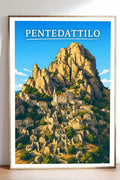 Poster Pentedattilo Stampa Manifesto Vintage Retro Illustrato