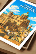 Poster Piazza Armerina Stampa Manifesto Vintage Retro Illustrato