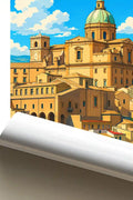 Poster Piazza Armerina Stampa Manifesto Vintage Retro Illustrato