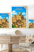 Poster Piazza Armerina Stampa Manifesto Vintage Retro Illustrato