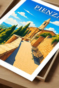 Poster Pienza Stampa Manifesto Vintage Retro Illustrato