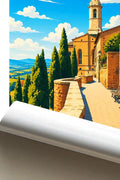 Poster Pienza Stampa Manifesto Vintage Retro Illustrato