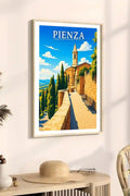 Poster Pienza Stampa Manifesto Vintage Retro Illustrato
