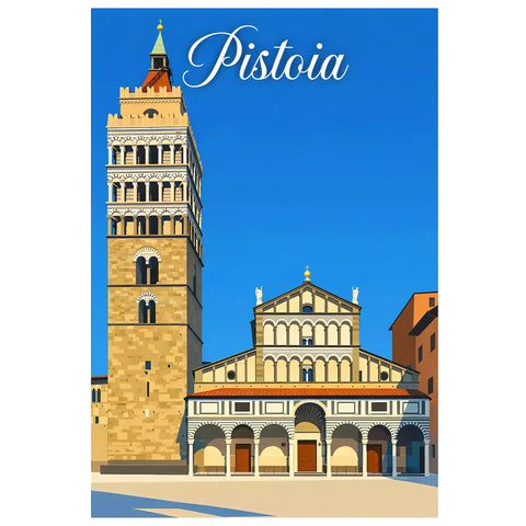 Poster Pistoia Stampa Manifesto Vintage Retro Illustrato