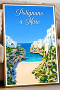 Poster Polignano a Mare Stampa Manifesto Vintage Retro Illustrato