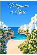 Poster Polignano a Mare Stampa Manifesto Vintage Retro Illustrato