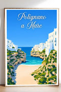Poster Polignano a Mare Stampa Manifesto Vintage Retro Illustrato