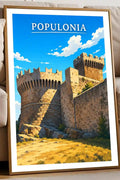 Poster Populonia Stampa Manifesto Vintage Retro Illustrato