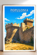 Poster Populonia Stampa Manifesto Vintage Retro Illustrato