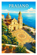 Poster Praiano Stampa Manifesto Vintage Retro Illustrato