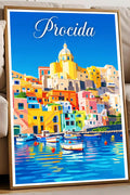 Poster Procida Stampa Manifesto Vintage Retro Illustrato