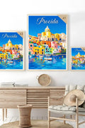 Poster Procida Stampa Manifesto Vintage Retro Illustrato