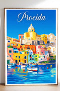 Poster Procida Stampa Manifesto Vintage Retro Illustrato