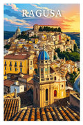 Poster Ragusa Stampa Manifesto Vintage Retro Illustrato